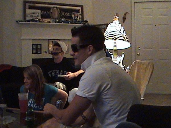 Spencer at home with friends
